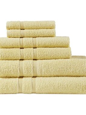 5DS73-0237 Yellow 100 Percent Turkish Cotton Towel Set - 6 Piece
